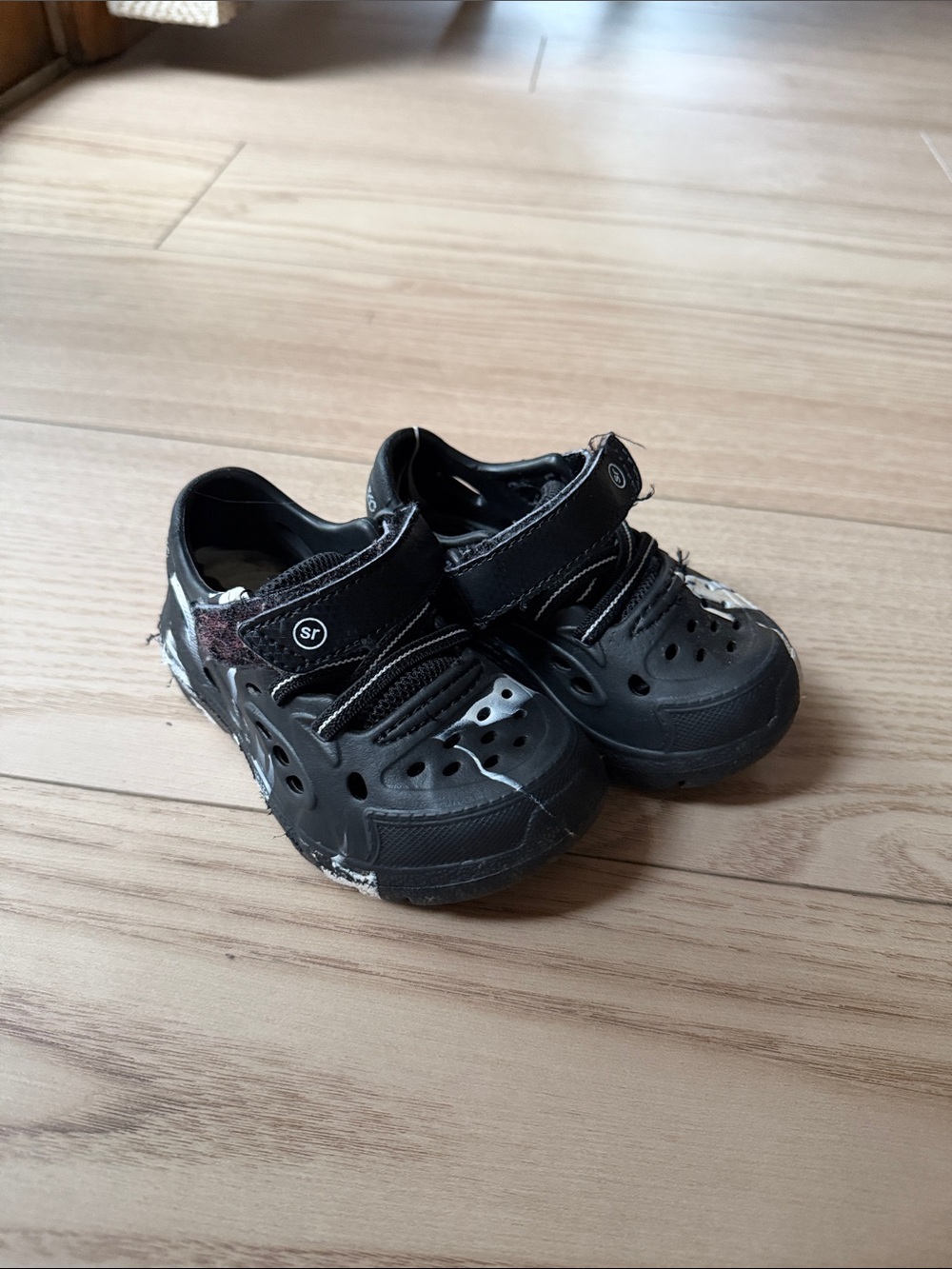 Stride Rite Black Kids Water-Friendly Clog with Hook & Loop Strap